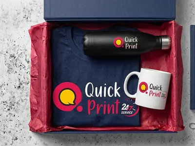 Branded employee welcome kit with printed t-shirt, mug, steel bottle, diary and pen in a rigid gift box, produced in Hyderabad
