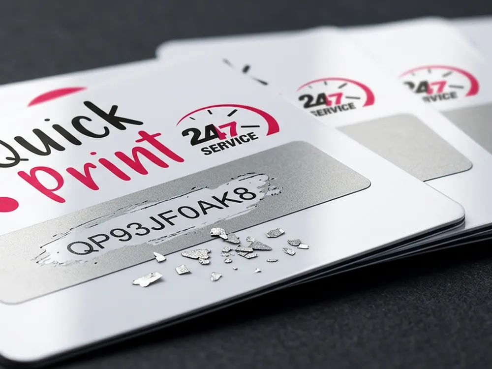 Promotional Scratch Cards — close-up of print quality and finish